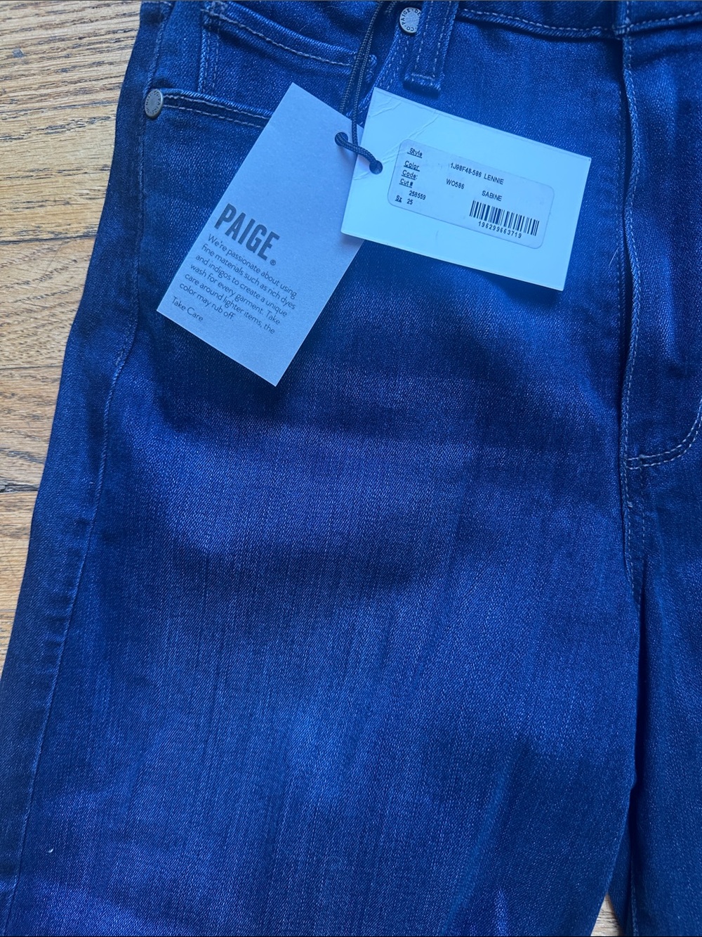 PAIGE LENNIE Wide Leg High-Rise Jeans - Dark Indigo Blue Sabine - Size 25 NWT - Picture 6 of 8